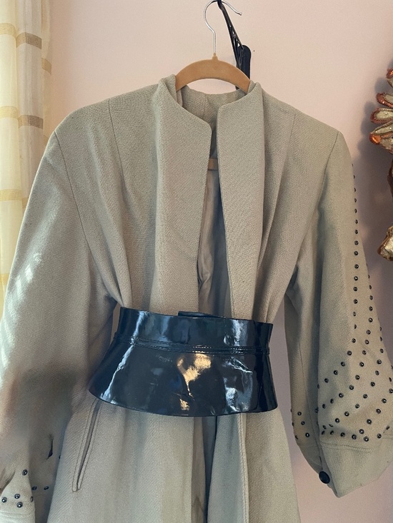 Patent Black Wide Waist Corset Belt - Mila Schon Vintage Runway 25-28\